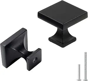goldenwarm 5 Pack Black Cabinet Knobs for Dresser Drawers Kitchen Hardware Handles 1.1 inch Width Square Knob for Cabinets,Zinc Alloy