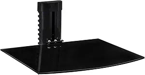 Mount-It! Floating TV Shelf, Tempered Glass, Aluminum Frame, Black
