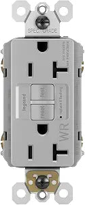 Legrand radiant 20 Amp Weather Resistant GFCI Duplex Outlet Gray 1 Pack