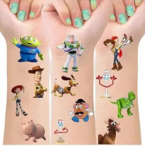 8 Sheets Toy Temporary Tattoos for Kids, Story Birthday Party Decorations Party Favors for Kids Party Supplies