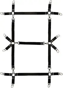 Bed Sheet Straps,Fitted Sheet Clips,Adjustable Bed Sheet Fasteners for Fitted Bed Sheets, Bed Scrunchie for Mattress Pad Covers (Black3)