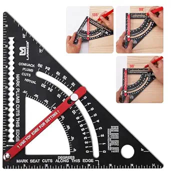 Carpenter Square 7 inch Woodworking Tools Adjustable Rafter Square Carpenter Tools, Combination Square Framing Square, Aluminium Carpentry Squares, Gift for Carpenters