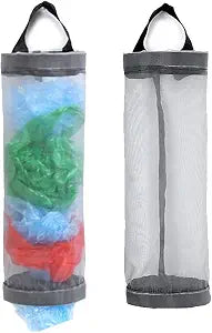 TOGETRUE Plastic Bag Holder, Mesh Grocery Bag Holder Hanging Storage Bag Dispenser (Grey 2 Packs)