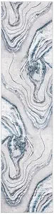 SAFAVIEH Orchard Collection Accent Rug - 2'2" x 5', Grey & Blue, Modern Abstract Design, Non-Shedding & Easy Care, Ideal for High Traffic Areas in Entryway, Living Room, Bedroom (ORC637F)