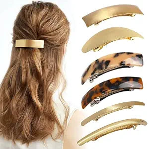 Ayesha Gold Metal Flat Hair Clips french hair barrette for Women