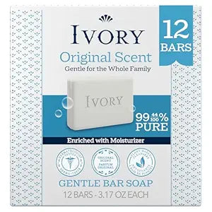 Ivory Bar Soap Designed for Whole Family, Original Scent, 3.17 oz 12 Count
