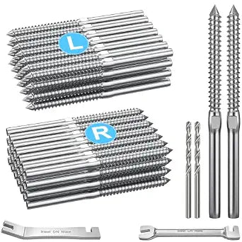Cable Railing Kit Swage Lag Screws 60Pack for 1/8" Steel Cable