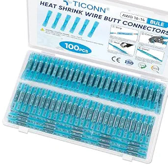 TICONN 100PCS Heat Shrink Butt Connectors, Crimp Wire Connectors Kit