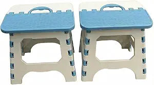 7.9 Inch Folding Step Stool Foldable Stools for Bathroom Sink Step Stools for Bed, Non-Slip Step Stool Portable Indoor Foot Stools Blue 2Pcs