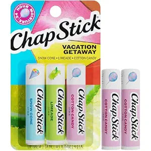 ChapStick Lip Balm Vacation Getaway Set + 2 Cotton Candy, 0.15 Oz Ea