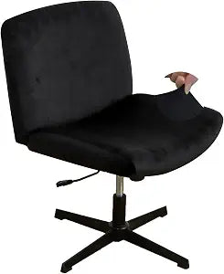 Black Criss Cross Office Desk Chair Cover Velvet Stretch Wide Armless Vanity Make-up Chair Slipcover 1 Piece Washable