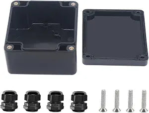Project Box ABS Black Electrical Boxes IP67 Outdoor Waterproof Box Electronic Junction Box Power Enclosure with Cable Glands for DIY Project 3.3x3.2x2.2inch (83 x 81 x 56 mm)