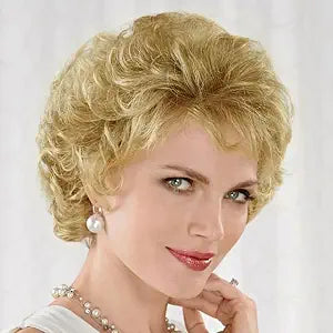 Short Fluffy Blonde Wigs for Women Natural Looking Synthetic Short Curly Cosplay Hair Wig