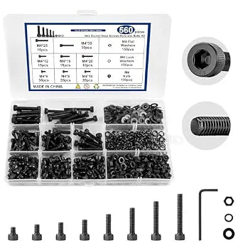 560PCS 8 Sizes M4 Screw Kit, M4 Screws Grade 12.9 Alloy Steel, 6MM to 30MM