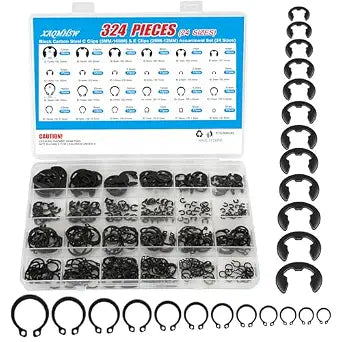 324Pcs C Clips & E Clips Assortment Kit, External Retaining Snap Rings