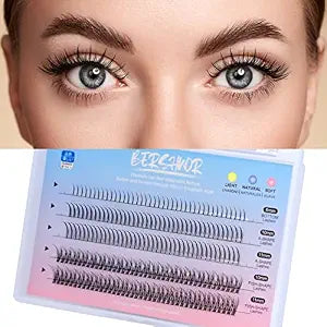 BlueSmurfs Individual Fairy Eyelashes Extensions Fluffy DIY Cute Eye Cluster Eyelashes Natural Faux Mink False Eye Lashes Multipack of 170 Mini Individuals Fairy Lash Clusters (Include Bottom Lashes)