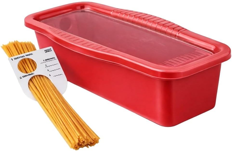 Microwave Pasta Cooker with Built-In Portion Tool, BPA-Free Microwave Pasta Maker for Spaghetti, Ramen & Vegetables, Dishwasher Safe