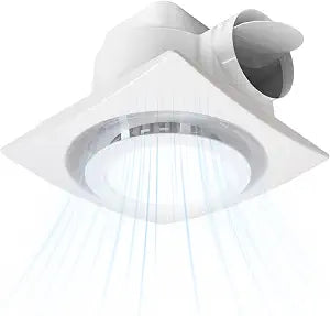 Bathroom Exhaust Fan with LED light 9.6 inch 110 CFM, Quiet 1.0 Sones Noise Exhaust Fan for Shower, Bathroom, and Restroom, 30W Motor, 15W LED Light, Easy Installation,