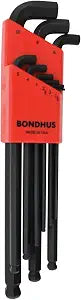 Bondhus 16599 Set of 9 Balldriver Stubby L-wrenches, sizes 1.5-10mm