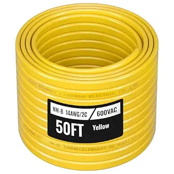 VEVOR NM-B Wire, 14AWG/2C Non-Mettalic Residential Indoor Electrical Wire with Ground, PVC Sheathed High-Purity Copper Core Cable, for Outlets, Switches, Other Loads & Lighting Wiring Projects(50 ft)