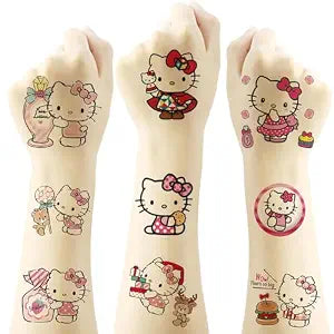 40Sheets Cartoon Hello kitty Temporary Tattoos for Kids Birthday Party Favors, Cute Hello kitty Decoration Sticker Gifts for Girl Boys Home Activity Class Prizes Carnival Christmas Rewards