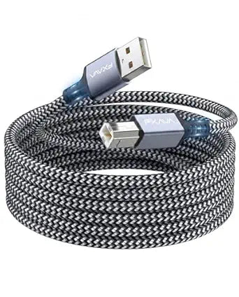 USB Printer Cable 20 Foot - Nylon Braided High Speed Long USB2.0 A to B Printer Cord for HP, Canon, Epson, Dell, Brother, Lexmark, Xerox, Scanner & MIDI