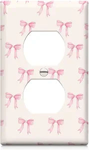 Pink Bow Light Switch Cover Plates 1 Toggle 1 Rocker 4.5 * 2.8 Inch