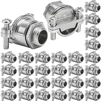 NM Cable Connector 24 Pcs, 1/4" Knockout 3/8" Conduit Clamp, UL & cUL Certified Zinc Alloy Electrical Box Connector, Metal Wire Clamp Fitting for Junction Box Wiring