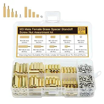 M3 Motherboard Standoffs and Screws Nuts Kit, Brass Hex Male Female Spacer