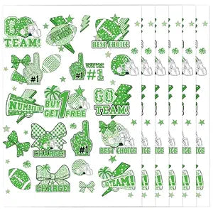 228 Pcs Football Cheer Tattoos Green Spirit Week Face Stickers