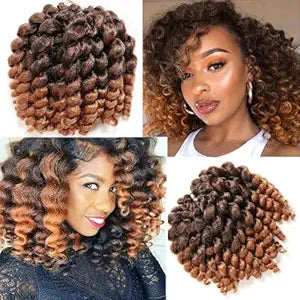 Jamaican Bounce Crochet Hair 4 Packs 8 Inch 22Roots Wand Curl For Black Women(8 Inch 4 Packs, T1B-30#)
