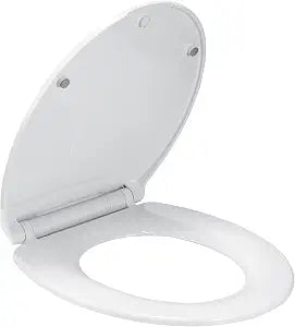 Round Slow Close Toilet Seat, Slip-Resistant, Quick Releasing for Cleaning, Easy to Install, Never Loosen, White