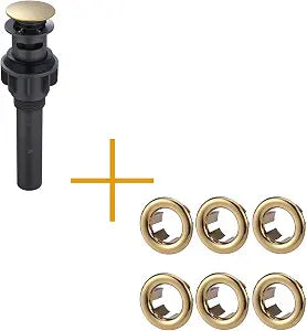 Brushed Gold Bathroom Sink Drain and Sink Overflow Ring