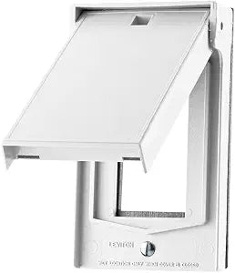 Leviton 1-Gang Decora Wallplate Cover, Weather-Resistant, Thermoplastic, Device Mount, Horizontal Self Closing Lid, 4998-W, White