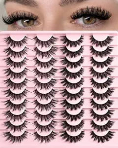 Eyelashes False Lashes Strips Natural Cat Eye Lash Wispy Mink Strip Eyelash Natural Look 2 Styles Mixed Fluffy Demi Wispies Fake Cateye Lash Pack Short Thick Full Volume Pestaï¿½ï¿½as Post