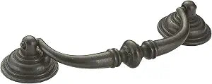 Richelieu Hardware BP30214909 4 1/4-inch (108 mm) Center-to-Center Matte Black Iron Traditional Cabinet and Drawer Pull Handle for Kitchen, Bathroom, and Furniture