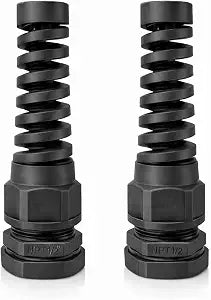 MGI SpeedWare 1/2" NPT Flexible Cable Gland, Spiral Pigtail Cord Grip Strain Relief (2-Pack)