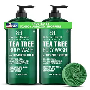 Botanic Hearth Tea Tree Body Wash & Silicone Body Brush - 16 fl oz Set of 2