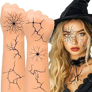 winthrop 8 Sheets Halloween Cracked Skin Temporary Tattoos