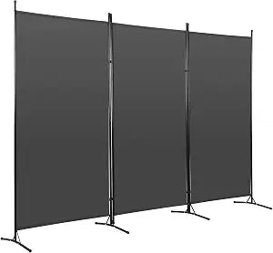 PayLessHere 3 Panel Room Divider Folding Privacy Screen 5.9FT Partition Room Separators with Metal Frame Portable Freestanding Room Divider for Bedroom,Office,Dining Room,Living Room,Grey