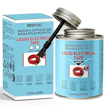 5.29 oz Liquid Electrical Tape  Quick-Drying Insulating Glue, Waterproof & High Temp Resistant, Liquid Wire Insulation Rubber with Brush Cap for Wires, Cables, Outdoor Equipment (White)
