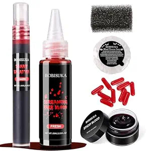 Halloween Fake Blood SFX Makeup Kit ï¿½ï¿½ï¿½ï¿½ï¿½ï¿½ï¿½ï¿½ï¿½ Realistic Liquid Spray, Dripping Blood, Coagulated Gel, Capsules, Sponge & Soap ï¿½ï¿½ï¿½ï¿½ï¿½ï¿½ï¿½ï¿½ï¿½ Washable Special 
