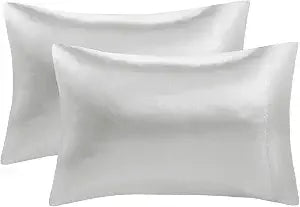 Madison Park Essentials Satin Pillowcase Set of 2, Silky, King Light Grey