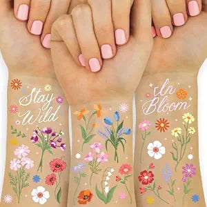 xo, Fetti Wildflower Garden Temporary Tattoos - 82 designs | Pastel Florals, Spring, Garden Party, Bridal Shower, Birthday Favors, Easter, Girly