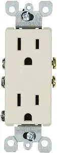 Leviton 5325-T 15 Amp, 125V, Decora Duplex Receptacle, Residential Grade, Grounding, Light Almond, 10-Packlight Almond