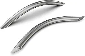 homdiy Solid Brushed Nickel Cabinet Pulls, 5 Inch Silver Arched Drawer Handles, 10 Pack Kitchen Cabinet Hardware, Screws Included for Cupboard Closet Furniture Upgrade