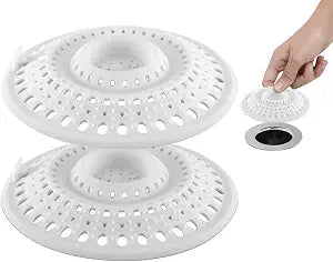 Meadow Lane Silicone Drain Hair Catcher, Fits Most Drains, White, 2-Pack