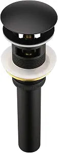 Purelux Pop Up Drain Stopper with Overflow for Bathroom Faucet Vessel or Vanity Sink, Matte Black Finish