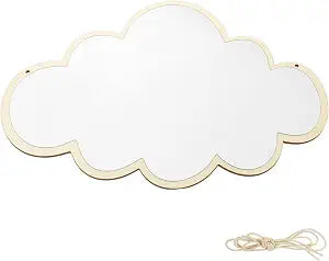 Cabilock Kids Mirror for Wall Cloud Shaped Hanging Mirror Nordic Decorative Wooden Frame Nursery Bedroom Bathroom Wall Decor