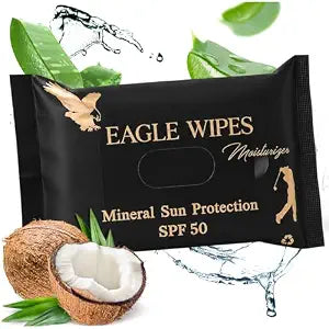 (Non-Greasy SPF 50) Face & Body Mineral Moisturizer, Clean, Water-Resistant, Biodegradable Sensitive Skin Non-Aerosol Sunny Sports, Golf And Travel Lotion - 25 Towelettes, 1 Pack